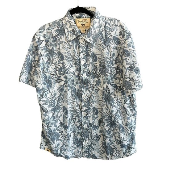 Western Aloha Men's Blue Floral Hawaiian USA Made Short Sleeve Shirt Size XL - Picture 1 of 7